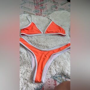 Orange and White Bikini Set